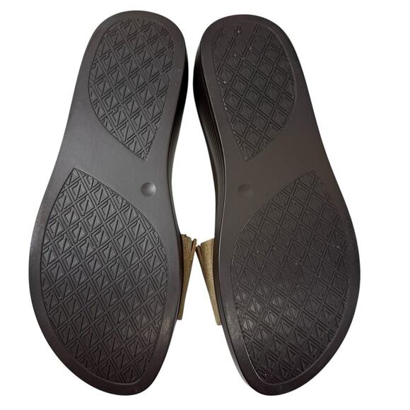 Donald Pliner Wedge Slide Sandal Fifi Leather Size 6 Taupe Metallic Women - Picture 8 of 10